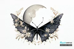 Fairy Night Moth and Moon PNG Clipart Product Image 1