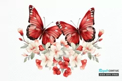Floral Red Butterfly Couple PNG Clipart Product Image 1