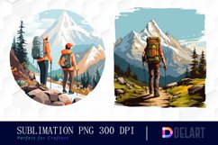 Hiking Watercolor Sublimation Clipart PNG Product Image 1