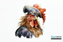 Rooster Pirate Watercolor Sublimation PNG Clipart Product Image 1