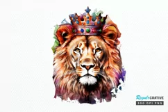 Watercolor King Lion Sublimation PNG Clipart Product Image 1