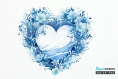 Ocean Heart Watercolor Sublimation PNG Clipart Product Image 1