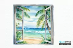 Ocean Window Watercolor PNG Clipart Product Image 1