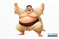 Funny Japanese Sumo Wrestler PNG Clipart Product Image 1