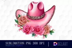 Pink Cowgirl Hat with Roses Clipart PNG Product Image 1