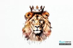 Watercolor King Lion Sublimation PNG Clipart Product Image 1