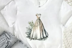 Watercolor Wedding Dress PNG Clipart Product Image 2
