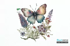 Retro Butterfly Floral clipart png clipart Product Image 1