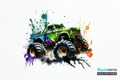 Watercolor Monster Truck PNG Clipart Product Image 1