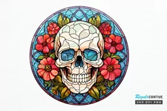 Flower Skull Stained Glass Sublimation PNG Clipart Product Image 1