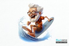 Funny Grandpa Surfing PNG Clipart Product Image 1