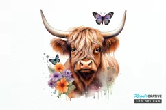 Cute Highland Cow Sublimation PNG Clipart Product Image 1