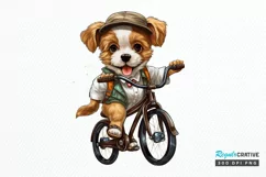 Puppy Riding Bike Sublimation PNG Clipart Product Image 1