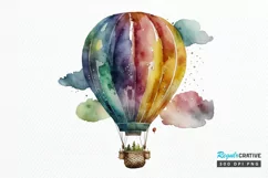 Watercolor Hot Air Balloon PNG Clipart Product Image 1