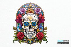 Flower Skull Stained Glass Sublimation PNG Clipart Product Image 1