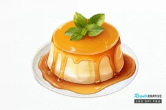 Watercolor Crème Caramel PNG Clipart Product Image 1