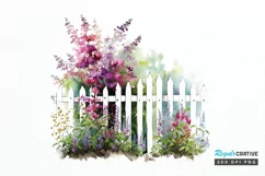 Watercolor Garden floral Fences PNG Clipart Product Image 1