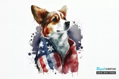 Watercolor Patriotic Dog PNG Clipart Product Image 1