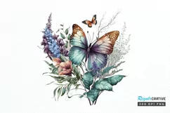 Retro Butterfly Floral clipart png clipart Product Image 1