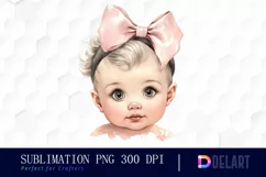 Watercolor Vintage Cute Baby Girl Clipart Product Image 1
