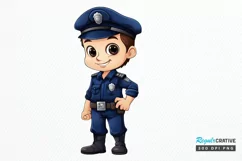Cute Police Officer Boy PNG Clipart Product Image 1