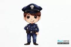Cute Police Officer Boy PNG Clipart Product Image 1