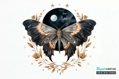 Fairy Night Moth and Moon PNG Clipart Product Image 1