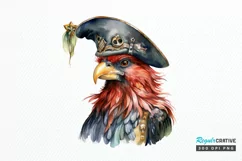 Rooster Pirate Watercolor Sublimation PNG Clipart Product Image 1