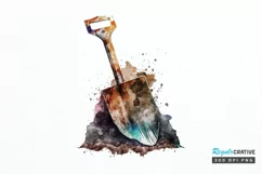 Watercolor Miner Pick Shovel PNG Clipart Product Image 1