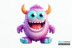 Cute Monster Watercolor Sublimation PNG Clipart Product Image 1