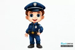 Cute Police Officer Boy PNG Clipart Product Image 1