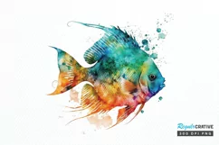 Watercolor Christian Fish PNG Clipart Product Image 1