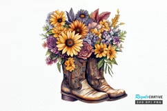 Western Floral Boots Sublimation PNG Clipart Product Image 1