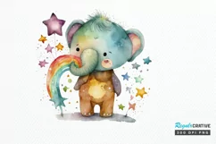 Watercolor cute animal superstar PNG Clipa Product Image 1