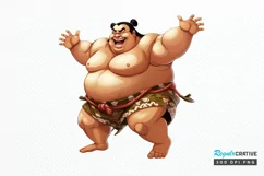 Funny Japanese Sumo Wrestler PNG Clipart Product Image 1