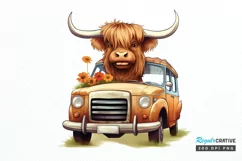 Cute Highland Cow Sublimation PNG Clipart Product Image 1