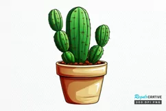 Cactus House Watercolor Sublimation PNG Clipart Product Image 1