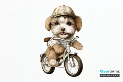 Puppy Riding Bike Sublimation PNG Clipart Product Image 1