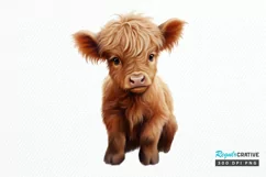 Baby Highland Cow Illustrations PNG Clipart Product Image 1