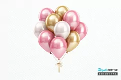Gold Chrome and Pink Balloons PNG Clipart Product Image 1