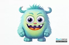 Cute Monster Watercolor Sublimation PNG Clipart Product Image 1