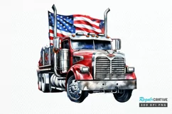 Patriotic Truck Sublimation PNG Clipart Product Image 1