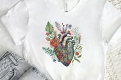 Watercolor Anatomical Floral Heart PNG Clipart Product Image 2