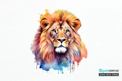 Watercolor Lion Wall Art PNG Clipart Product Image 1
