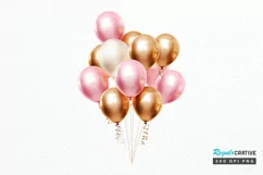 Gold Chrome and Pink Balloons PNG Clipart Product Image 1