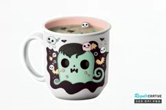 Cute And Creepy Mug Halloween Sticker PNG Clipart Product Image 1