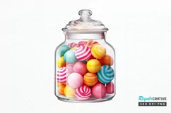 Fancy Clear Glass Candy Jar PNG Clipart Product Image 1
