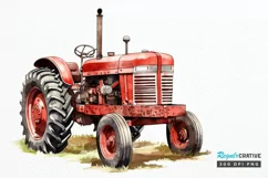 Farm Tractor Watercolor Sublimation PNG Clipart Product Image 1