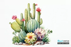 Cactus House Watercolor Sublimation PNG Clipart Product Image 1
