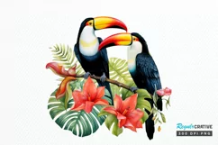 Toucans in Rainforest Sublimation PNG Clipart Product Image 1